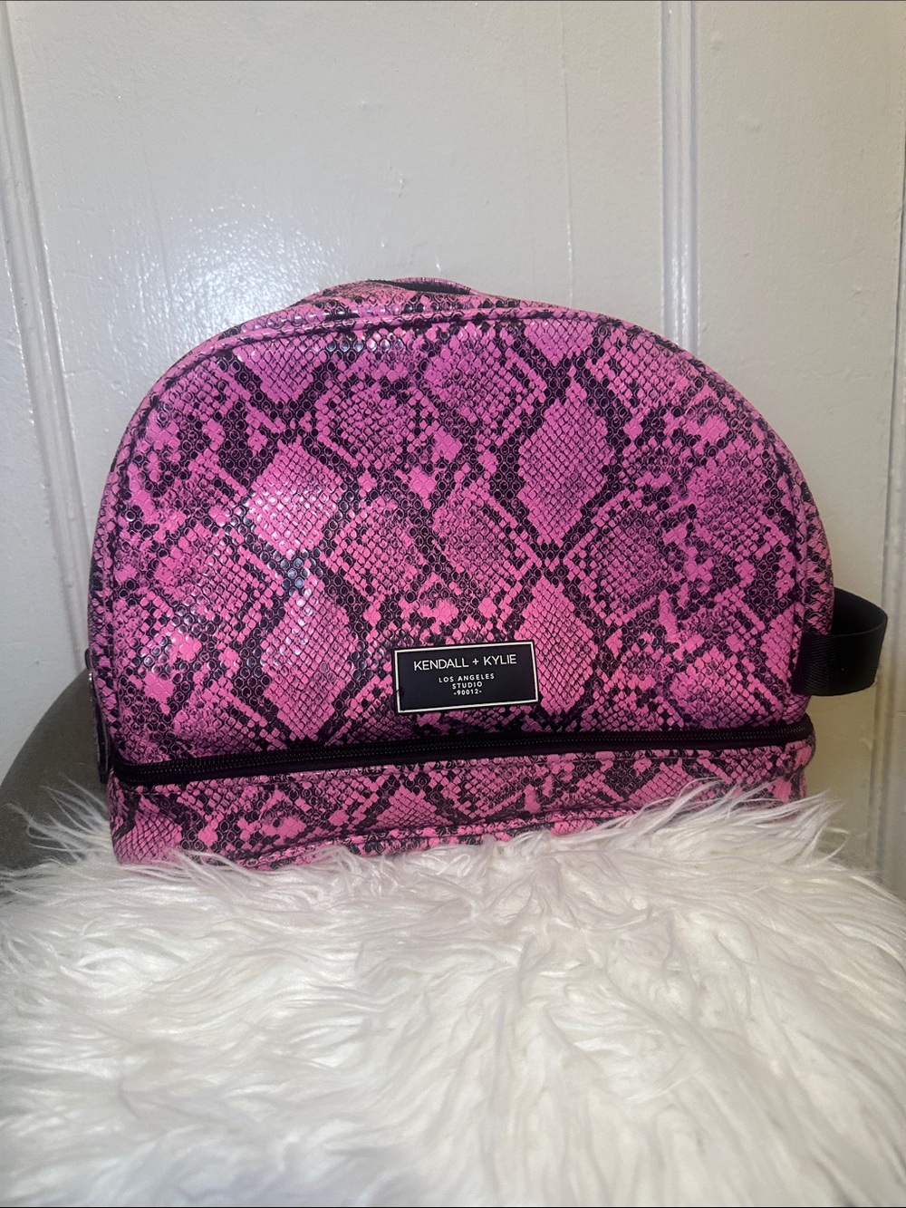 Kendall & Kylie Hot Pink Snake-Print Cosmetic Pouch
